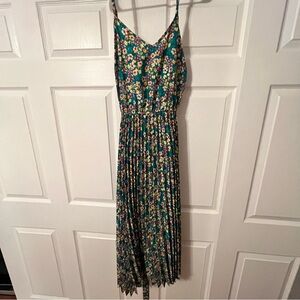 SHEIN Floral Midi Dress in Green and Yellow